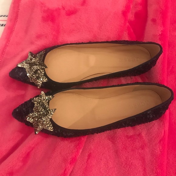 NWB J. Crew Navy Sequin Star Flats - Picture 2 of 8